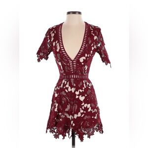 Missguided Burgundy Lace Romper
